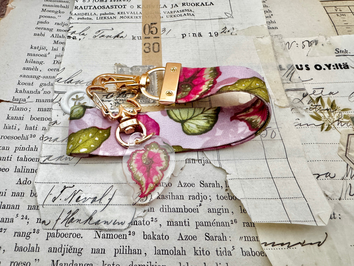 Pink Begonia | Keychain Lanyard