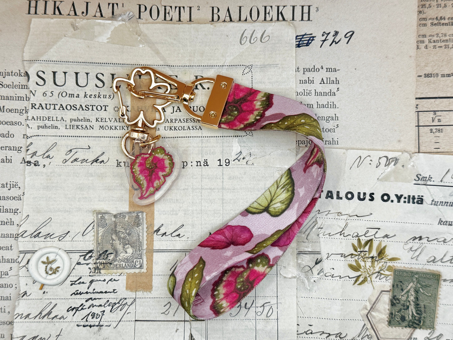 Pink Begonia | Keychain Lanyard