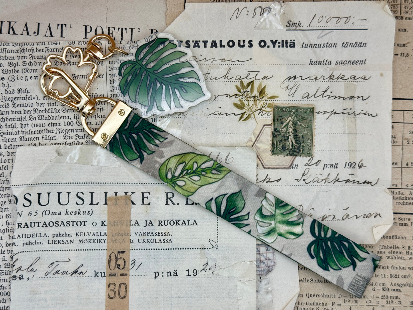 Monstera Lanyard Keychain Flatlay