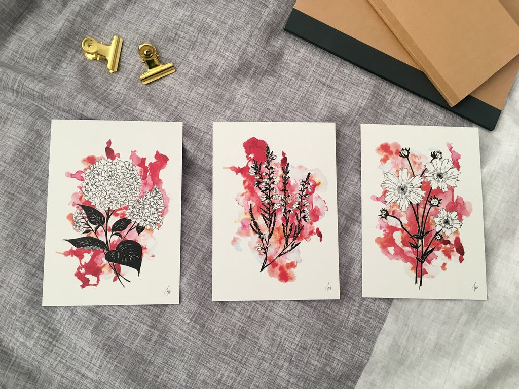 Flower Language Ruby Set | Art Prints