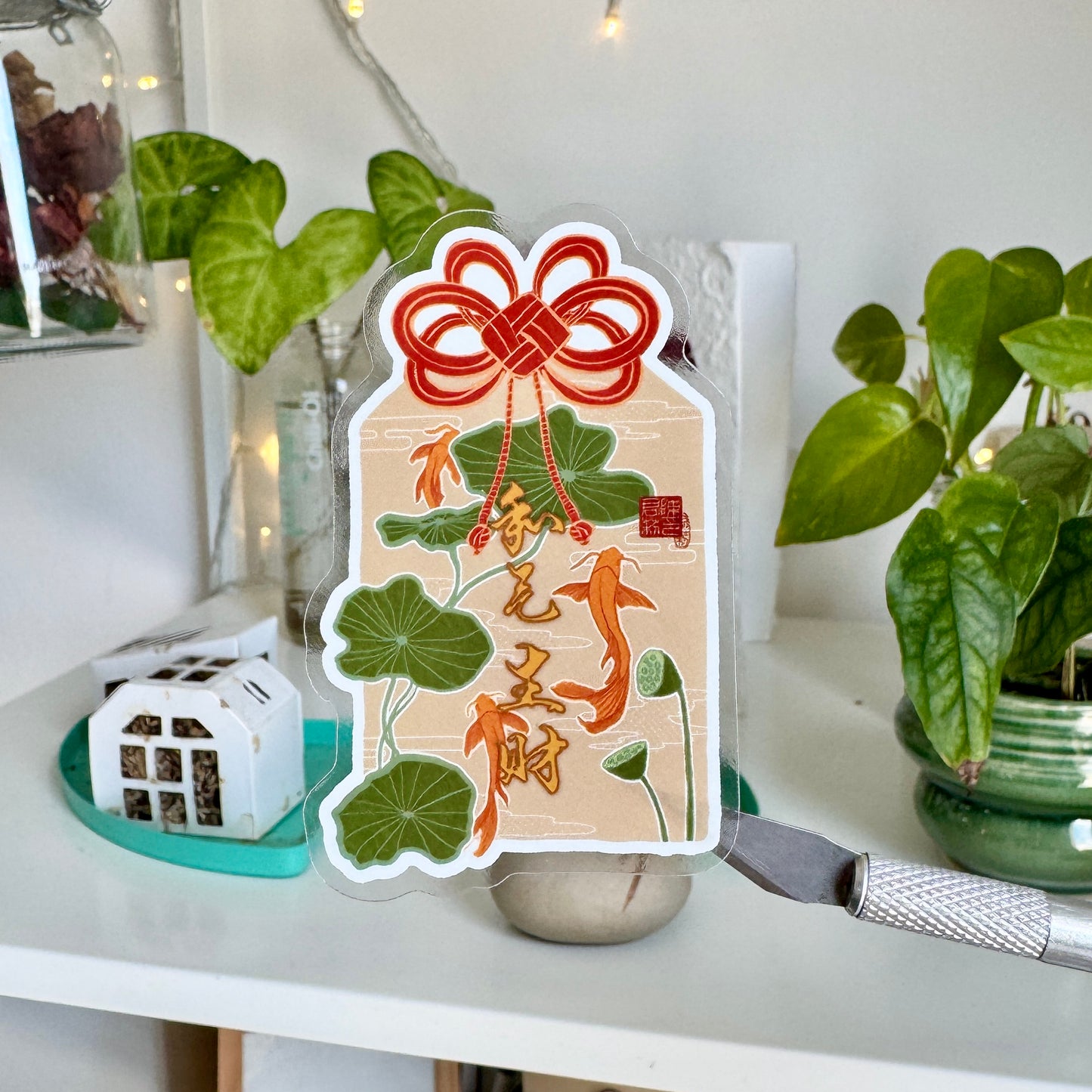 Omamori for Harmony & Wealth | Clear Vinylsticker