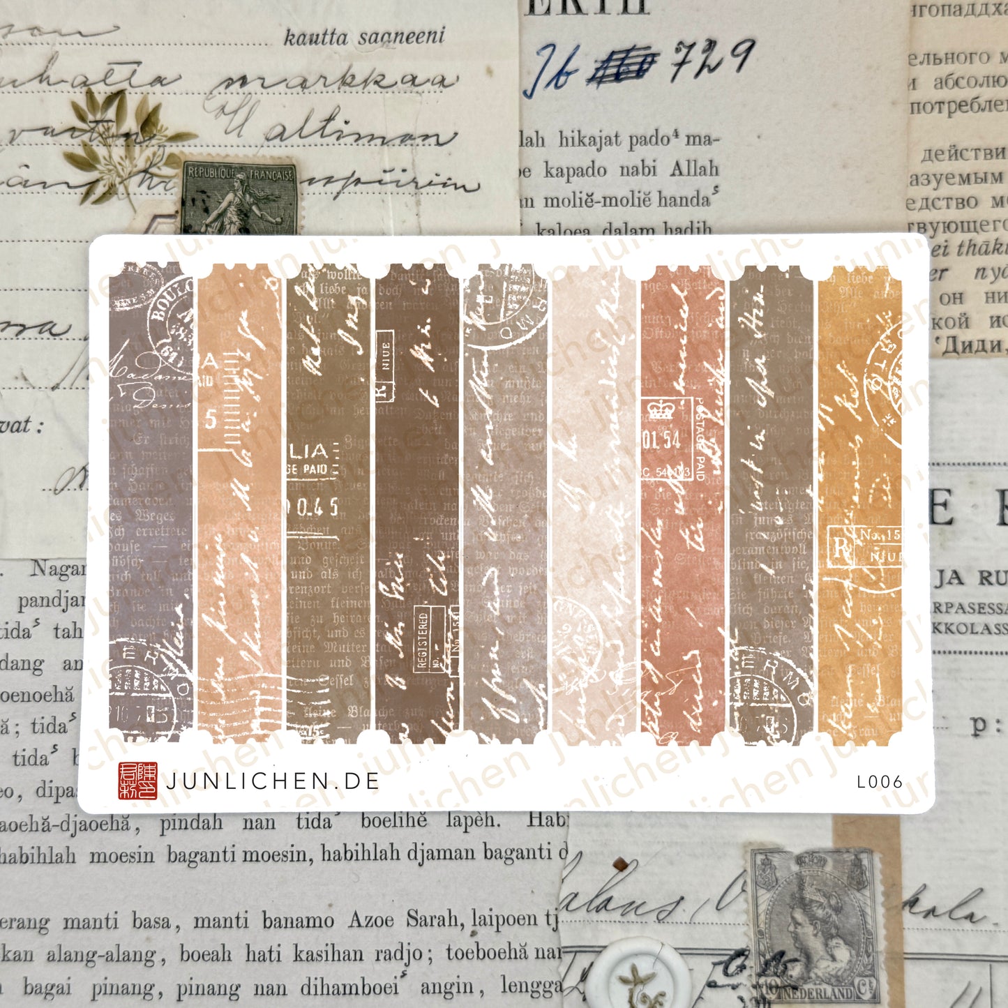 Vintage Washi Stripes warm light | Sticker Sheet