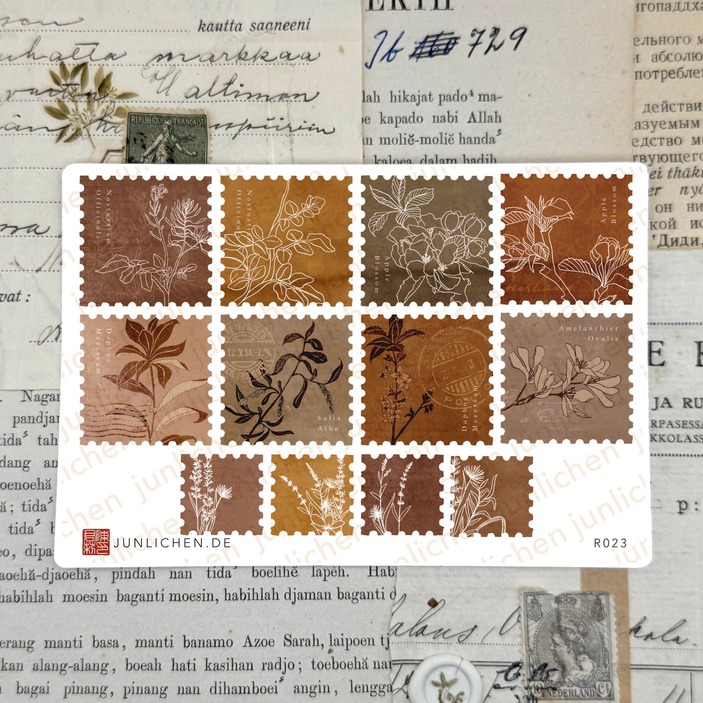 Botanics Square Stamps in Nude | Sticker Sheet