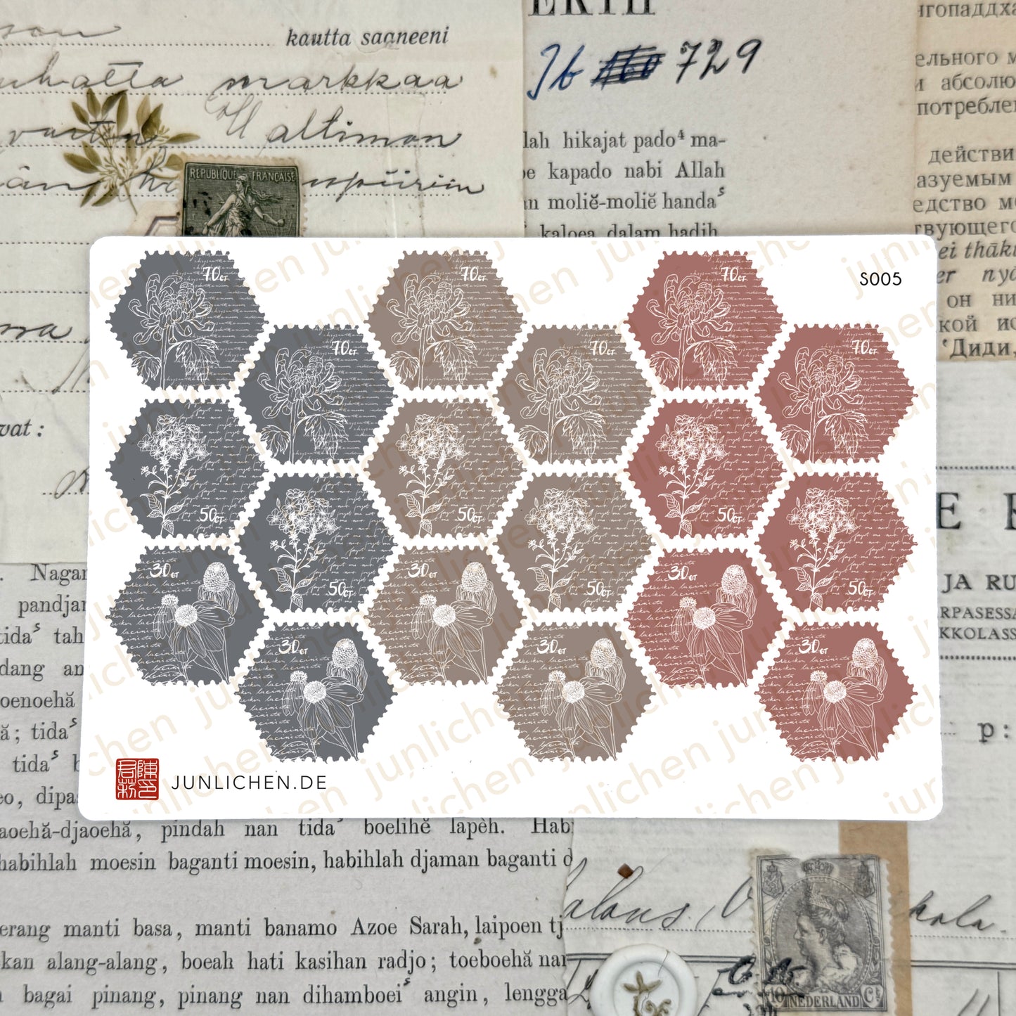 Mute Hexagon Stamps | Sticker Sheet