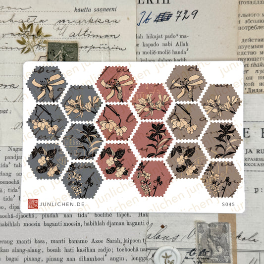 Botanics Hexagon Stamps | Sticker Sheet