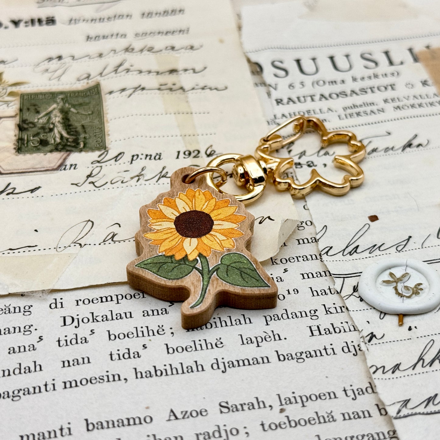 Sunflower | Wooden Keychain