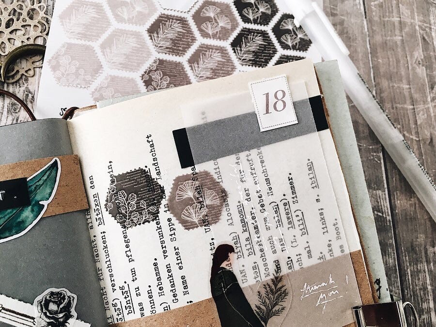 Leafs Hexagon Stamps | Sticker Sheet